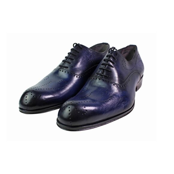 Alberto Oxford Blue Italian Leather Shoes main image 5